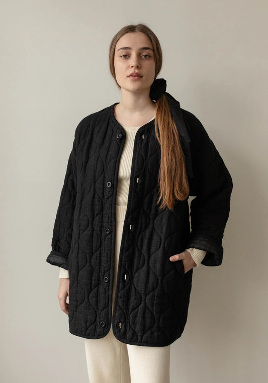 Quilted Coat - Black