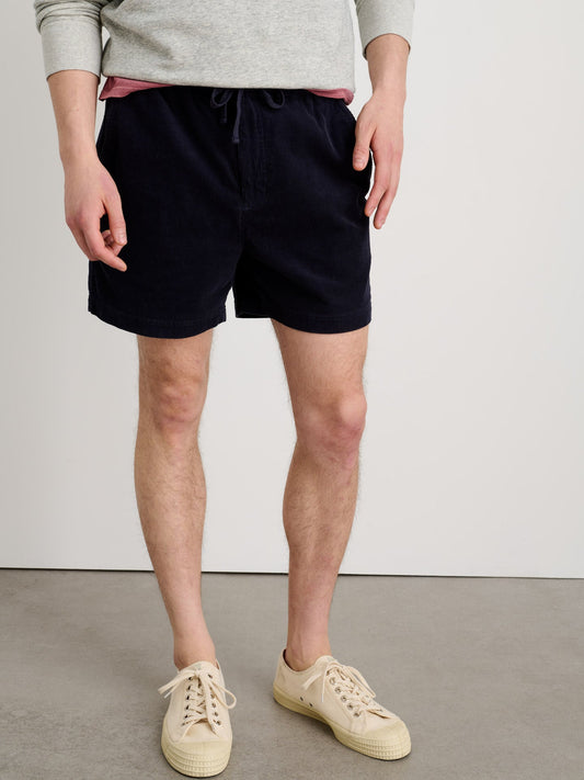 Pull on Short in Fine Wale Corduroy - Dark Navy