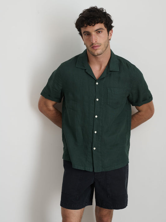 Camp Shirt in Linen - Pine Grove