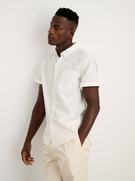 The Short Sleeve Mill Shirt in Paper Poplin - White