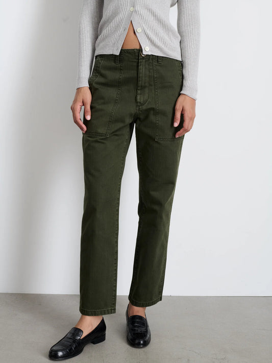 Neil Pant in Herringbone - Military Olive