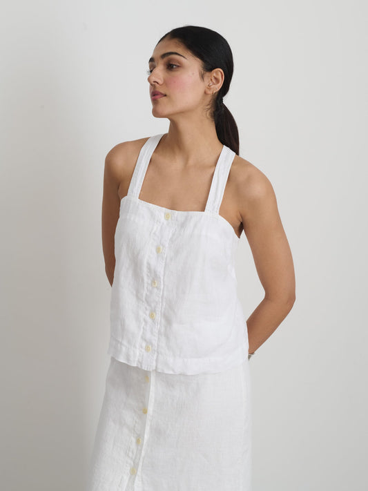 Zoe Tank In Linen - White