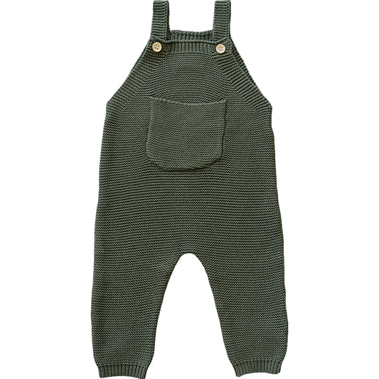 Olive Knit Pocket Overalls