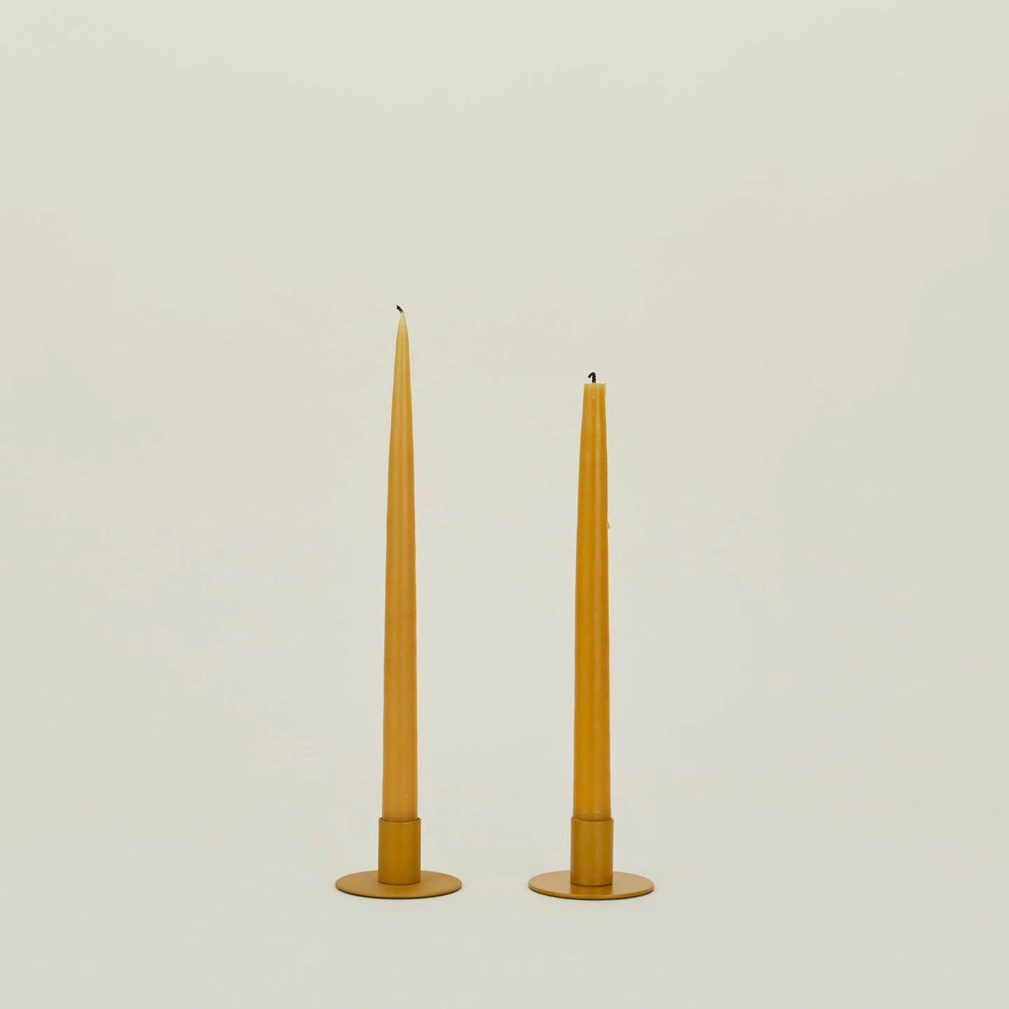 Essential Metal Candle Holders, Set of 2 - Mustard