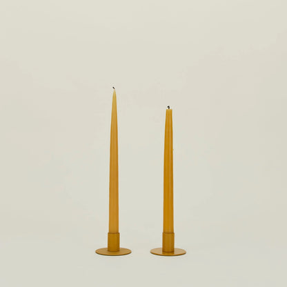 Essential Metal Candle Holders, Set of 2 - Mustard