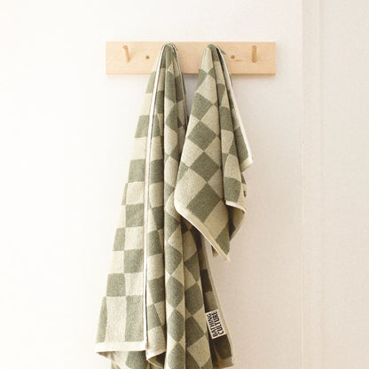 Bathhouse Check Organic Body Towel - Sage