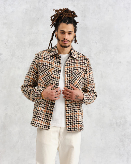 Whiting - Natural Houndstooth-Weave Overshirt